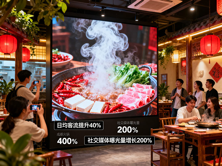 一塊 LED 屏帶火一家火鍋店：成都餐飲行業(yè)的 “數(shù)字視覺營(yíng)銷” 新玩法|成都LED顯示屏